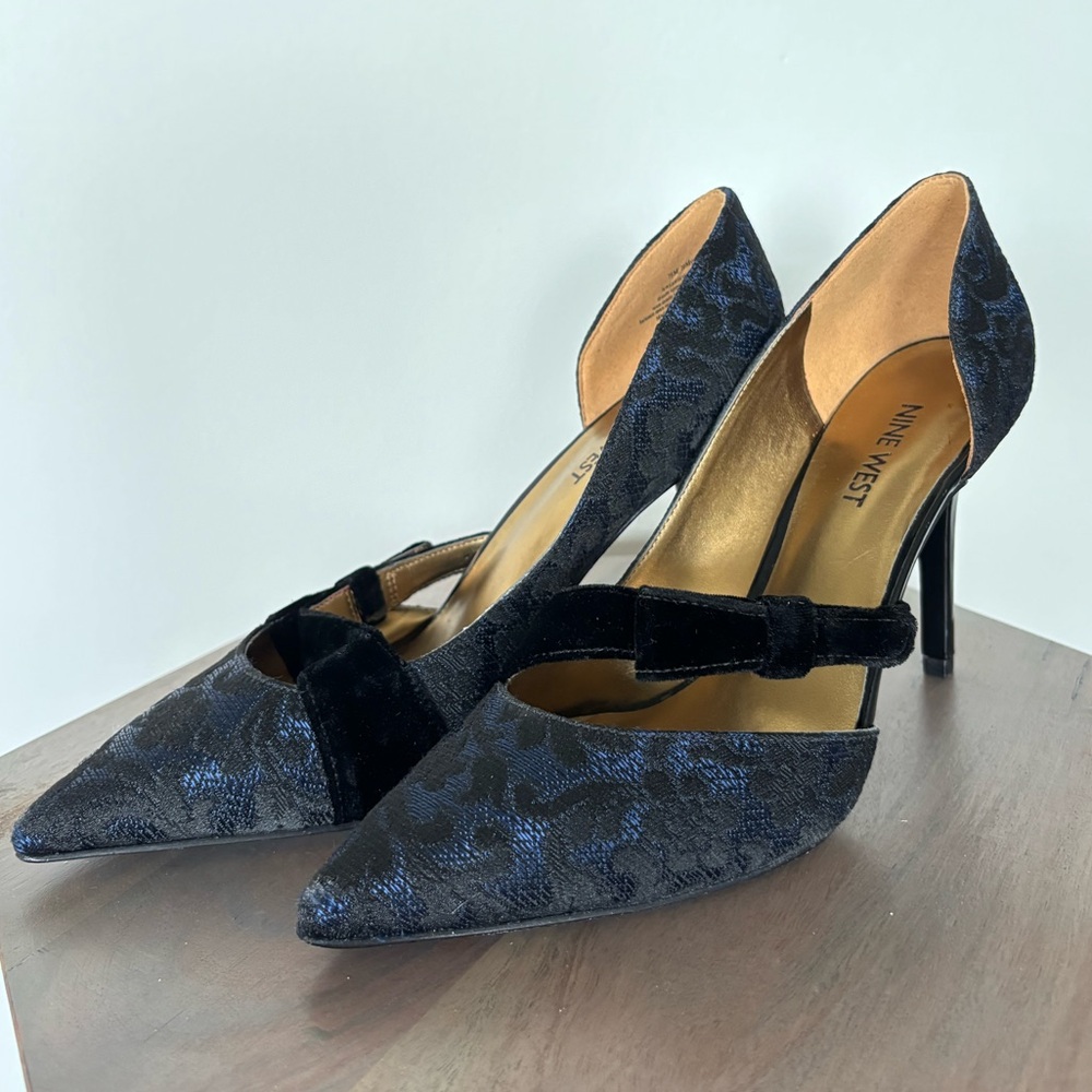 Stunning Navy Blue Lace Heels